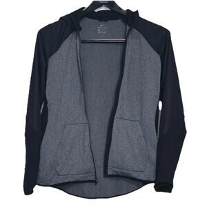 Nike Dri-Fit Hoodie Running Jacket XL Women Gray Black Poly Full Zip